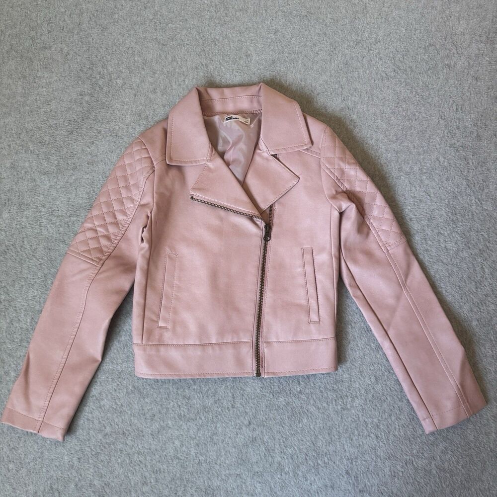 Epic Threads Girls Moto Jacket Small Blush Pink Pleather Side Zip Spring Fashion